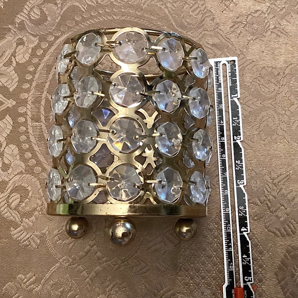 Gold-Tone Candle Votive/Pen Holder with Faux Crystal Bead Detailing - Picture 4 of 6